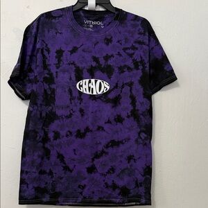 Vitriol Mayhem Black & Purple Tie Dye T-Shirt Size Medium No Garment Tag NWOT